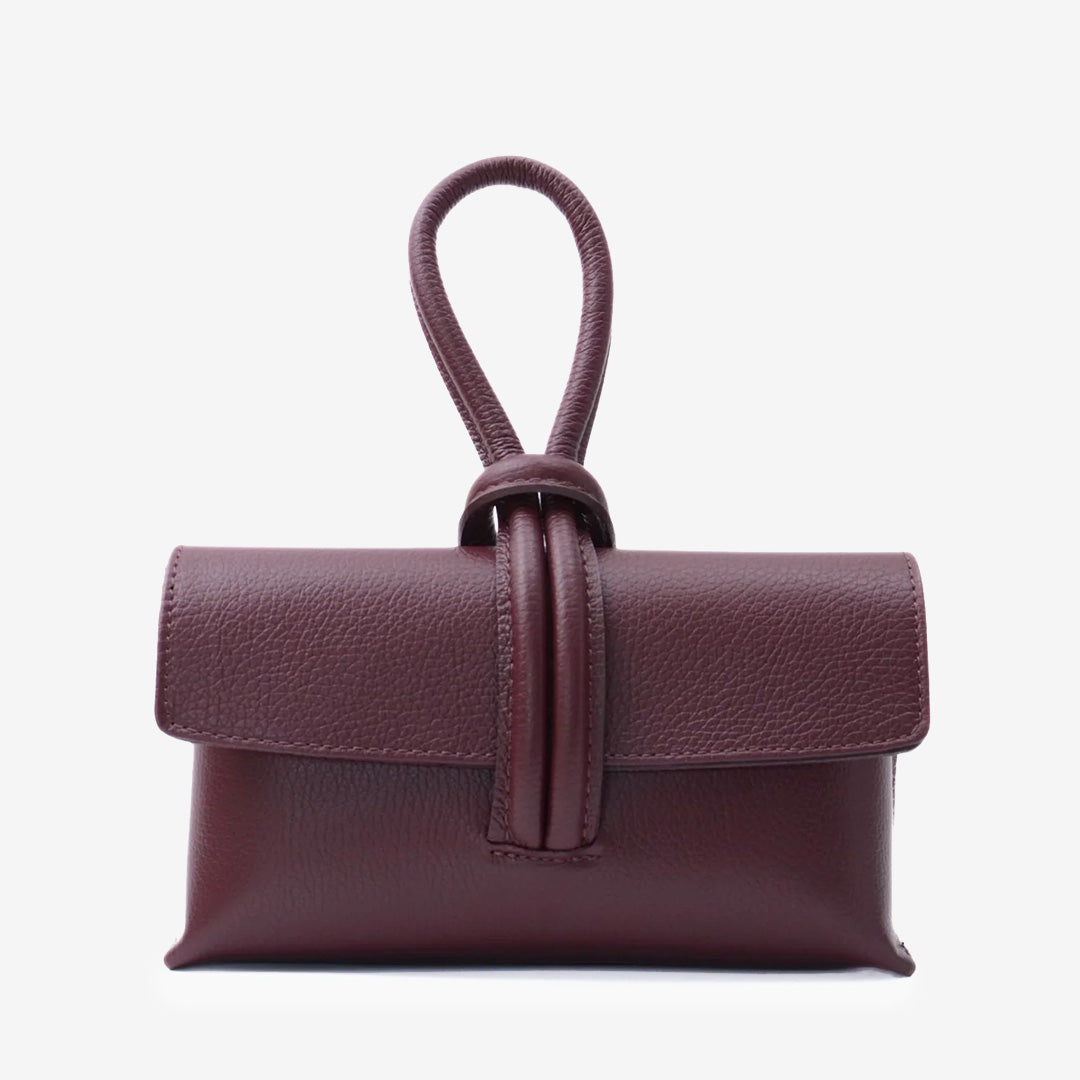 Barletta bordeaux miniväska i läder med axelrem