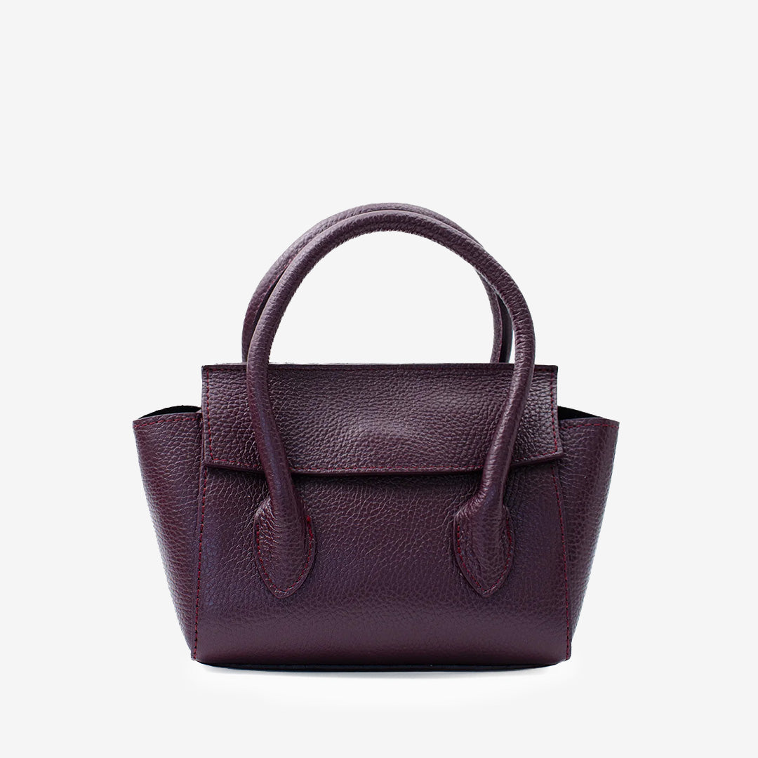 Bordeaux Bari läderväska med flap, handtag och avtagbar axelrem