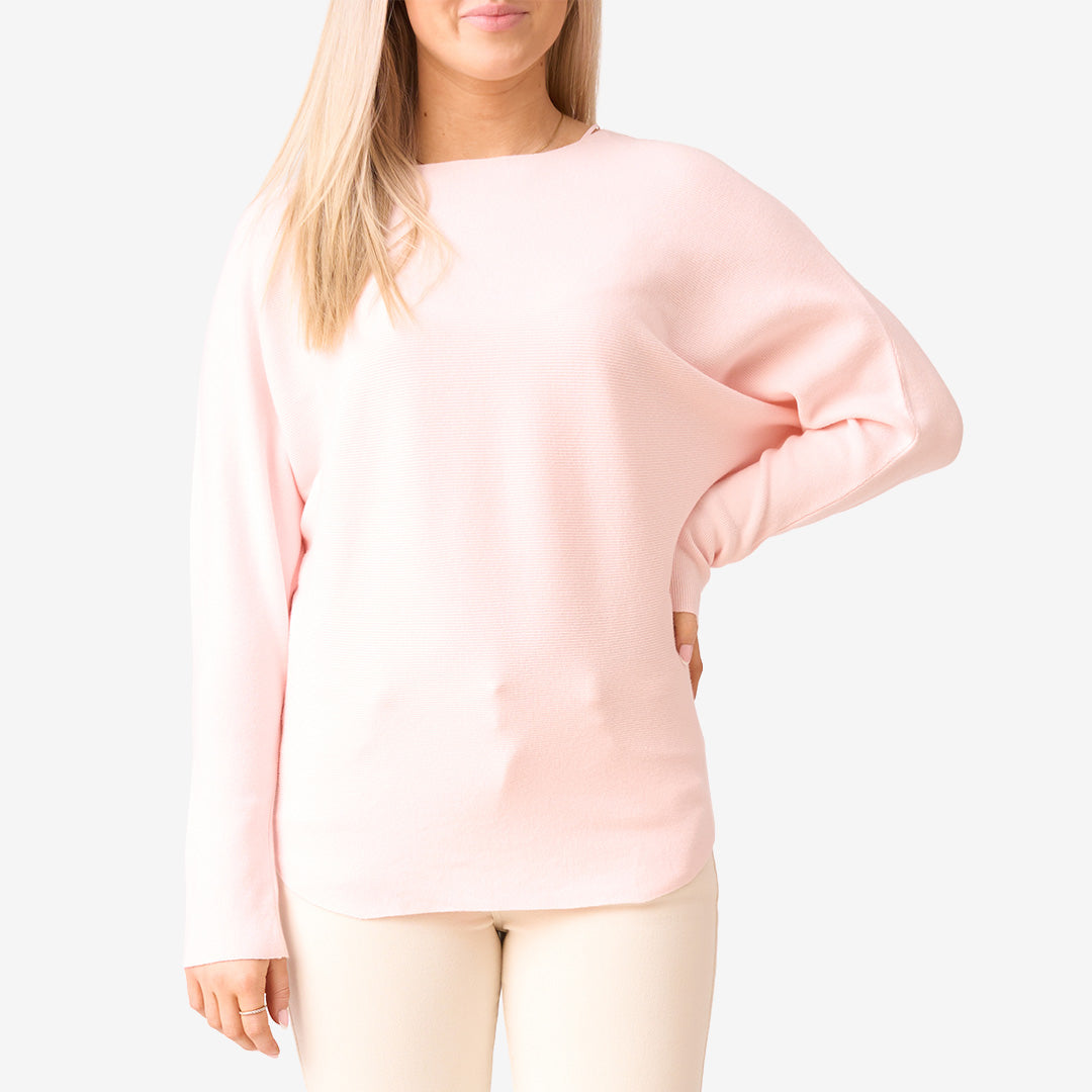 CH26SS06 stickad topp Pink ljusrosa topp i viskosblandning