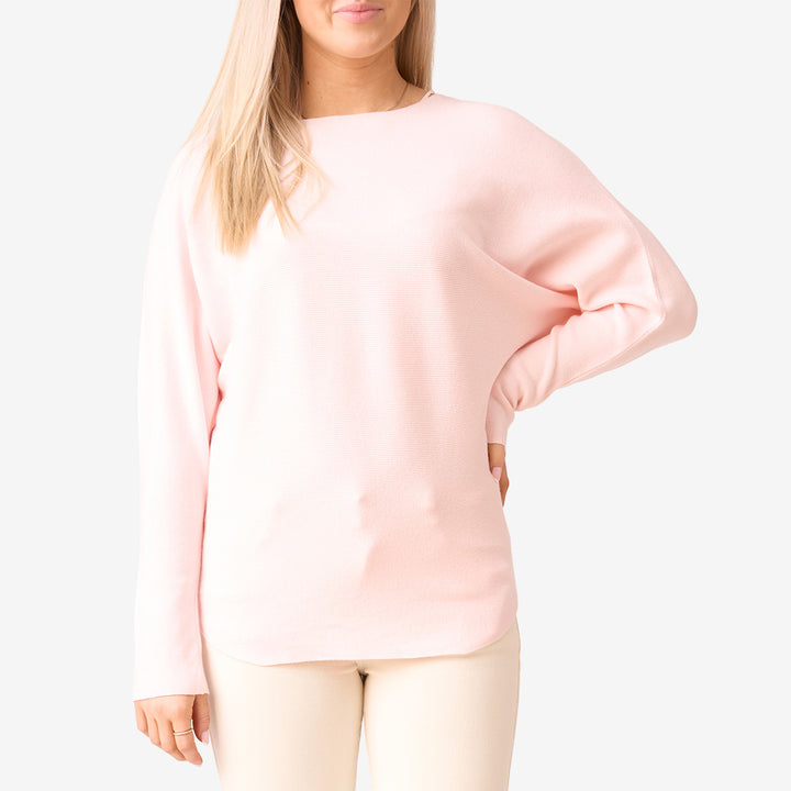 CH26SS06 stickad topp Pink ljusrosa topp i viskosblandning