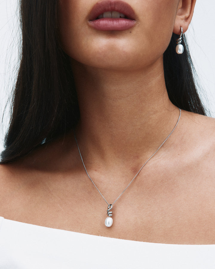 Swivel Necklace Pearl S Steel