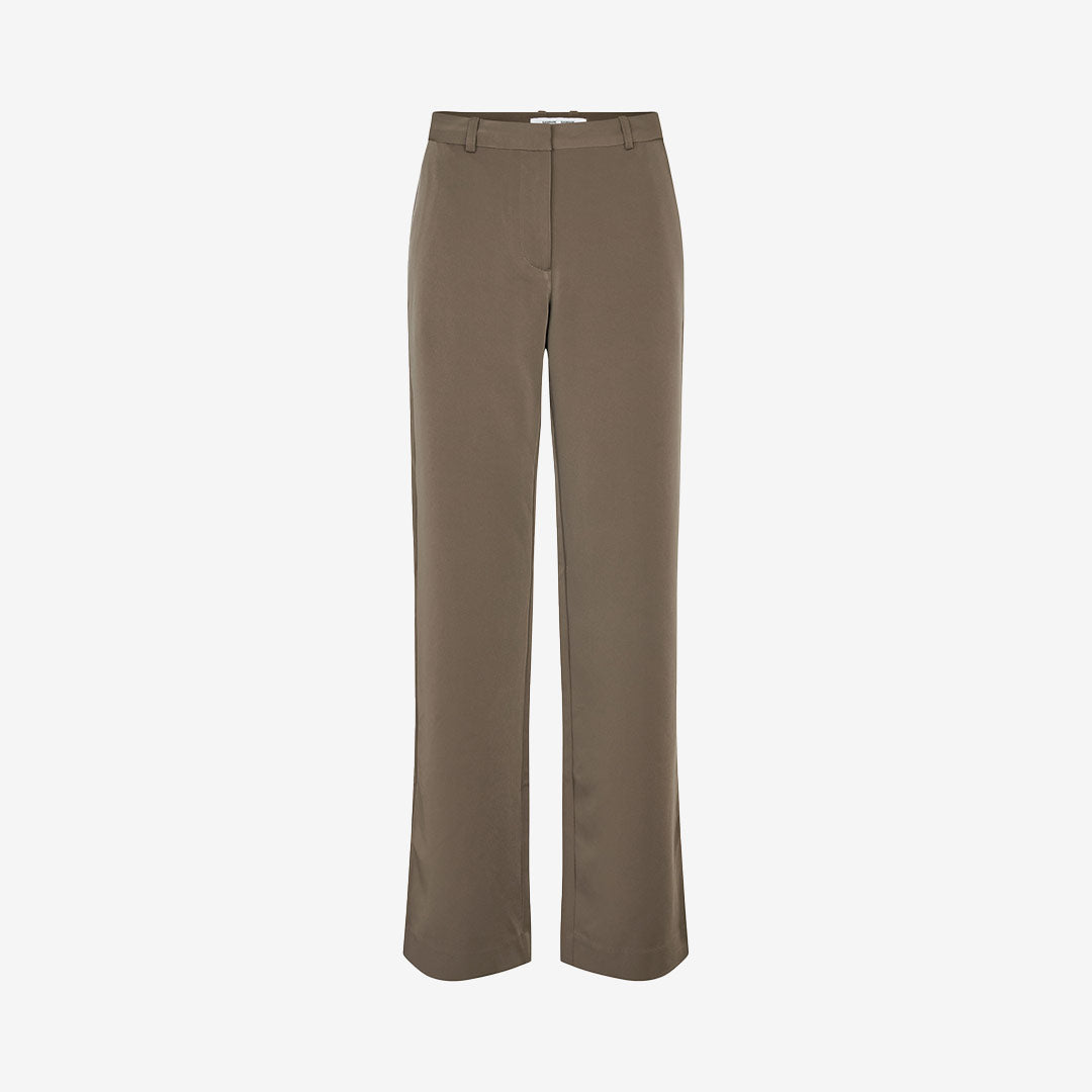 Raka byxor från Samsøe Samsøe för dam i färgen Major Brown med elastisk midja och rak passform.