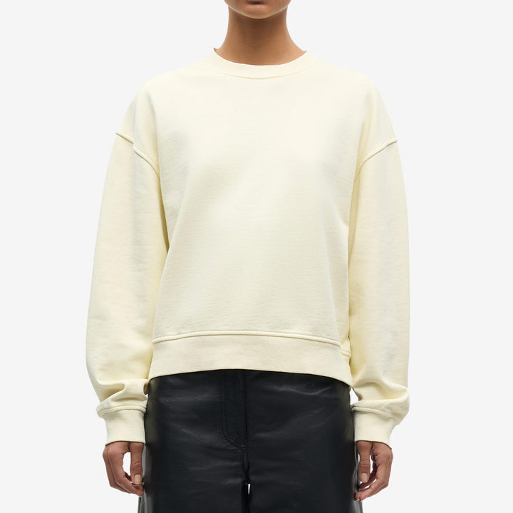 Grön sweatshirt från Samsøe Samsøe för dam med lös passform, ribbade kanter och broderad logotyp.