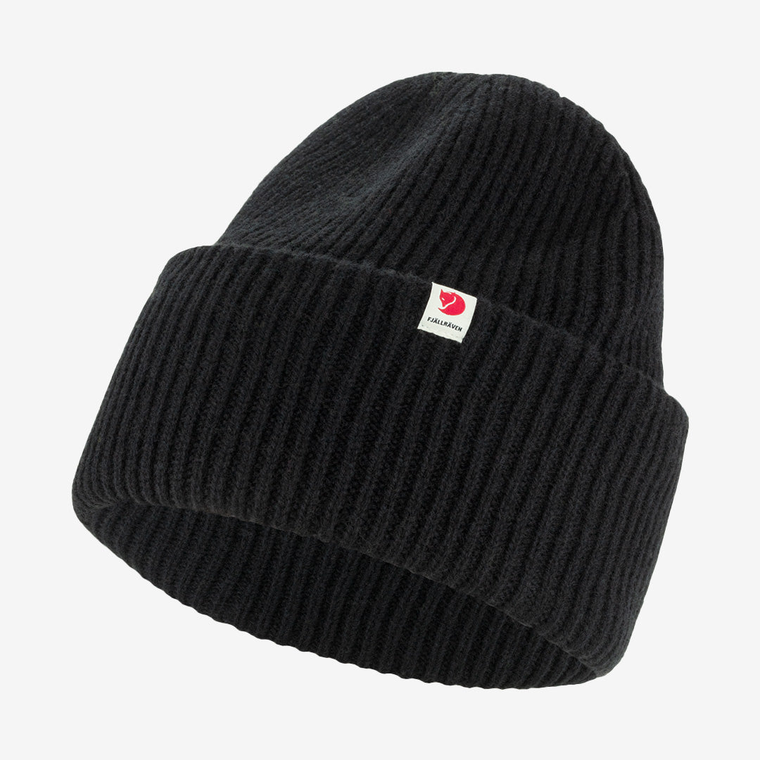 Fjällräven Heavy Beanie – ribbstickad mössa i lammull med uppvikt kant