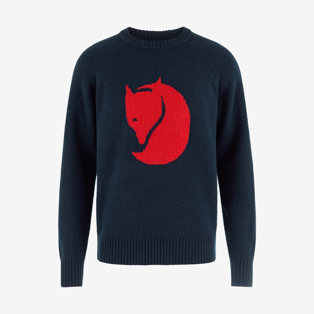 Fjällräven Logo Knit Sweater M herr Dark Navy F12600351
