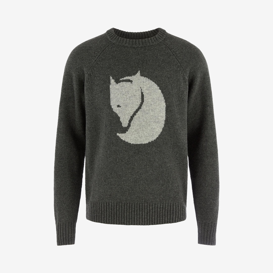Fjällräven Logo Knit Sweater M Herr – Deep Forest