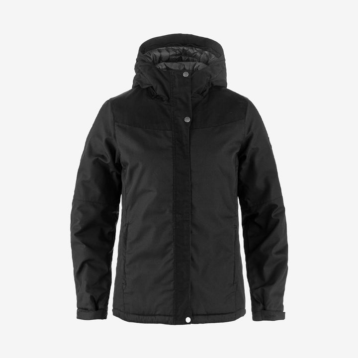 Fjällräven Stina Padded Jacket W – vadderad damjacka i svart G-1000 med justerbar huva