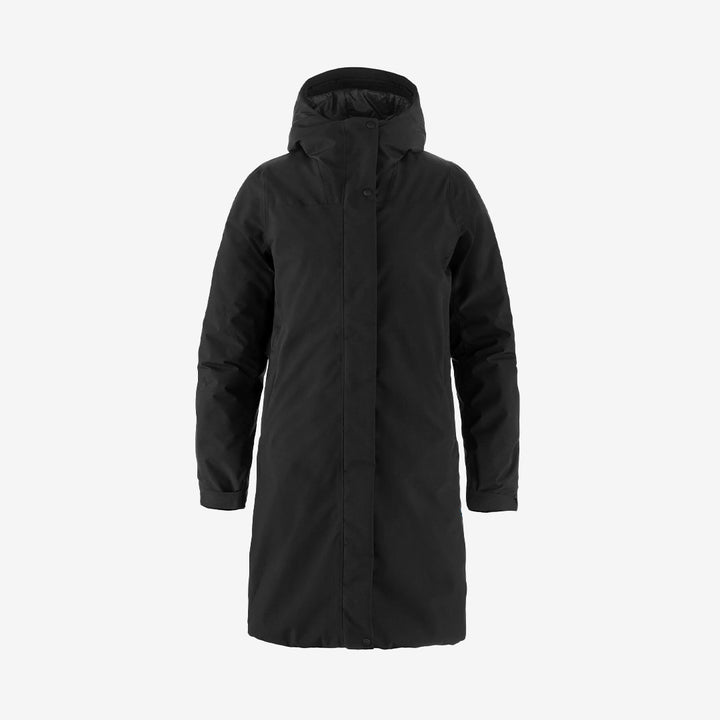 Fjällräven High Coast Hydratic Padded Parka W – svart damparkas med vaddering och justerbar huva