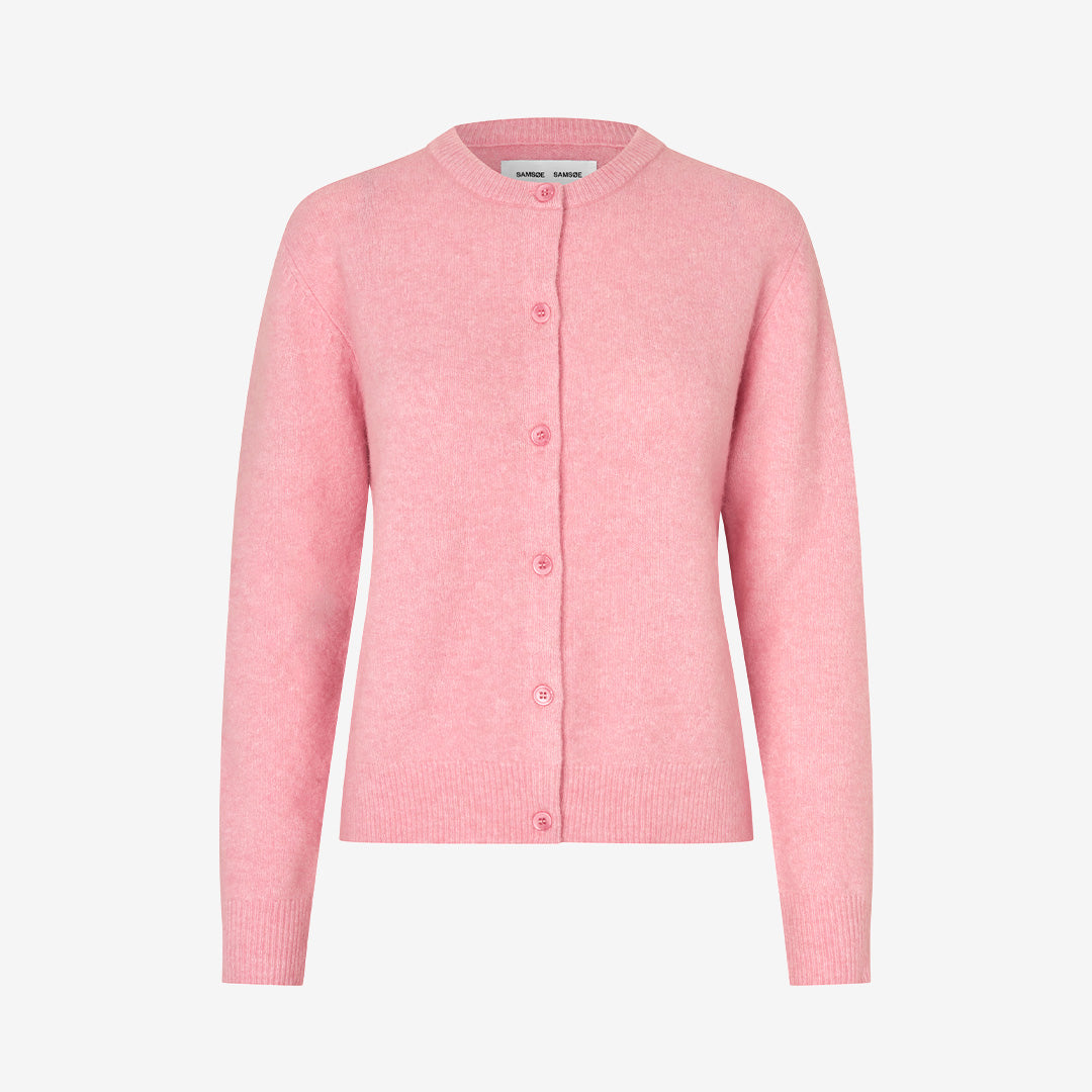 Samsøe Samsøe NOR Short Cardigan för dam i Bleached Mauve med cropped passform och ribbstickade detaljer.