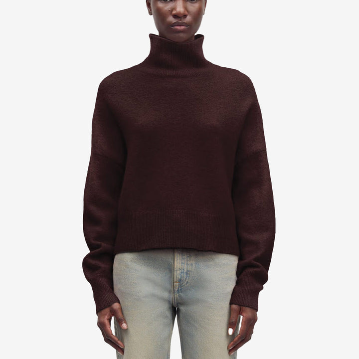 Samsoe Samsoe Turtleneck Sweater – brun polotröja i ull- och alpackablandning, RWS-certifierad
