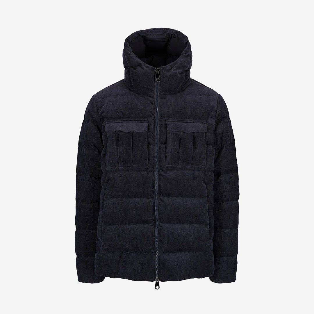 Monel Tignes vinterjacka för herr i Dark Navy, mörkblå manchesterjacka med två bröstfickor, midjefickor och tvåvägsdragkedja framtill.