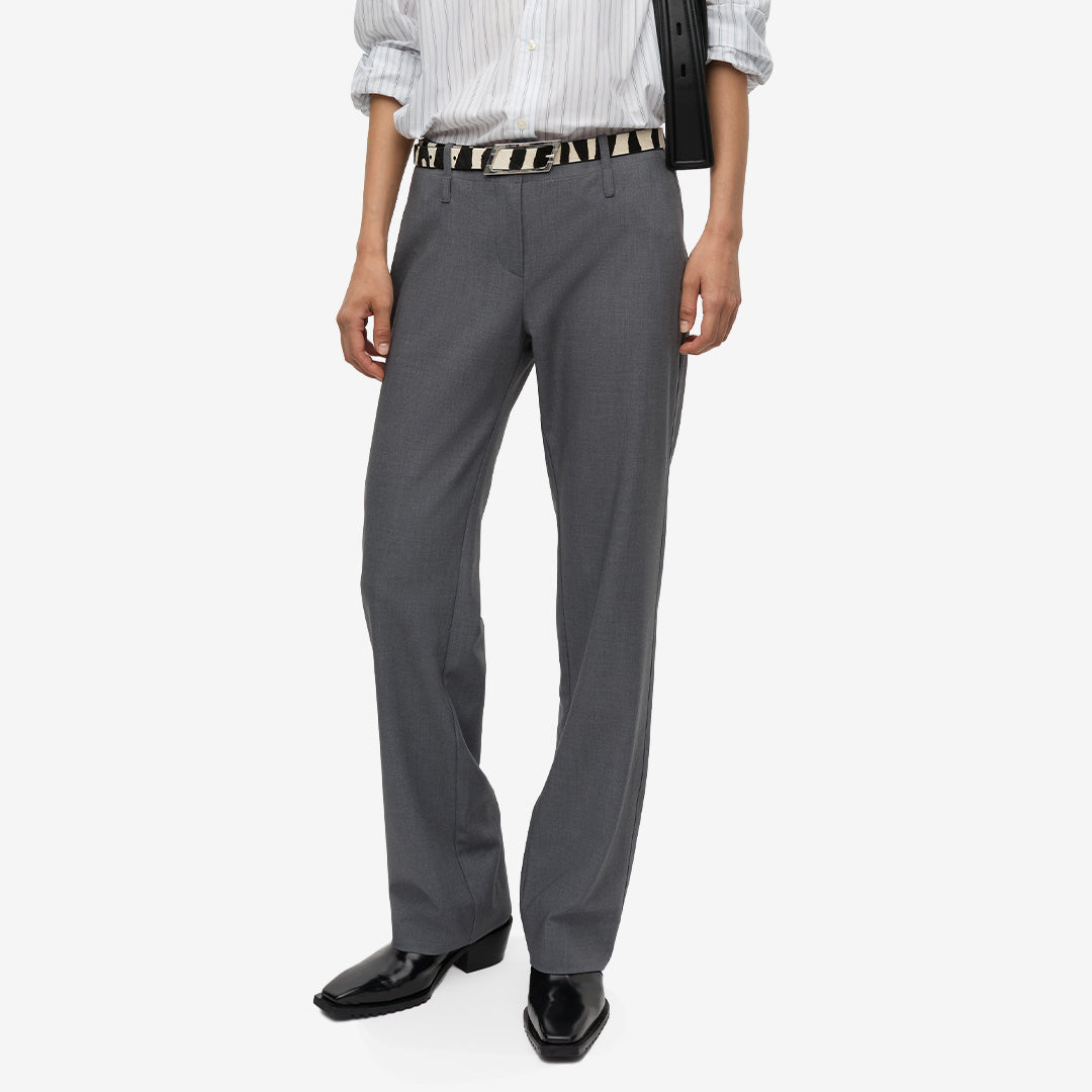 Samsøe Samsøe Sabonnia Trousers Grey Mel., gråmelerade byxor med raka ben och normal passform.