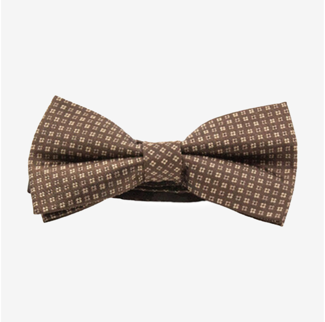 Brun färdigknuten fluga i 100% siden, modell Storsjön – elegant accessoar