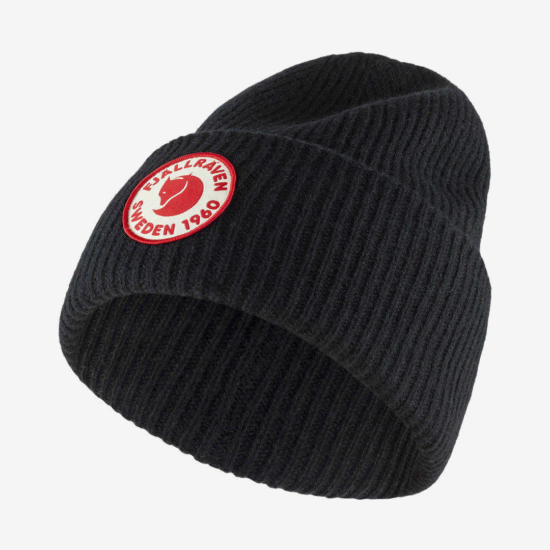 Fjällräven 1960 Logo Hat i svart – stickad mössa i lammull utan PFAS