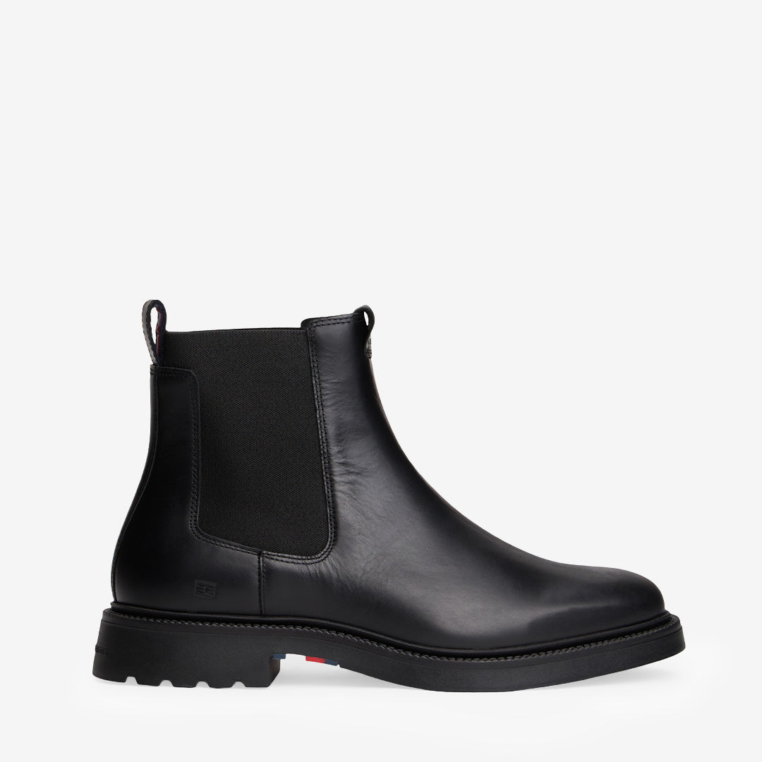 Svarta low boots Hilfiger Comfort LWT i läder.