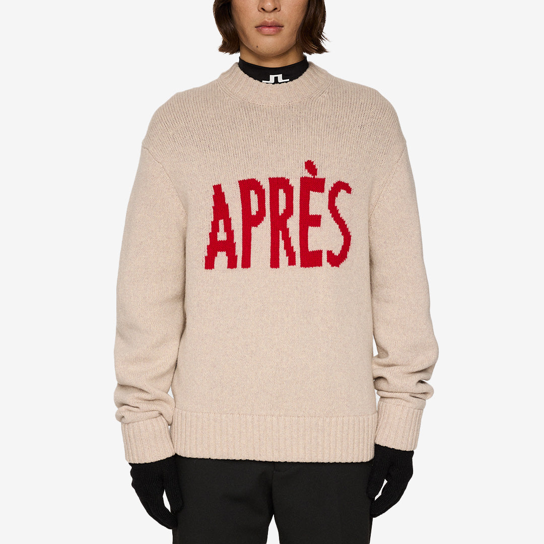 Fabian Graphic Knit Sweater i 100% ull, Moonbeam, grafiskt mönster, perfekt för skidsemester