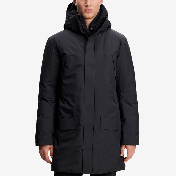 J.Lindeberg Alon Down Parka svart dunparkas för herr i återvunnen polyester