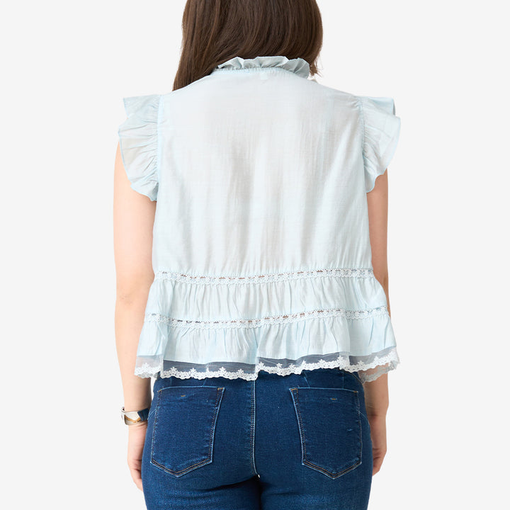 Blus kort ärm spets