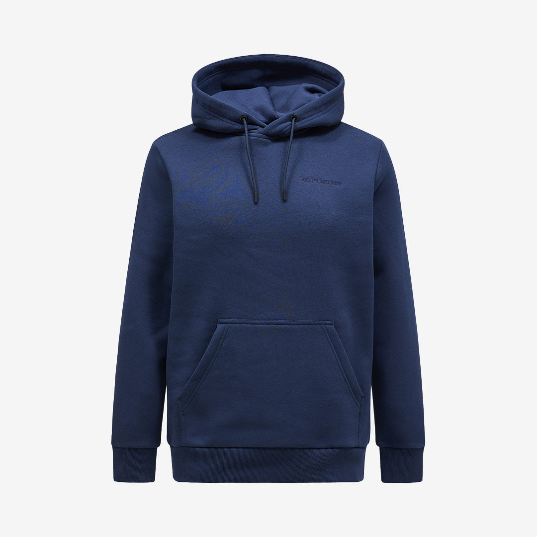 Herrhoodie från Peak Performance med liten logga och känguruficka – originalmodell i mjuk bomullsblandning

