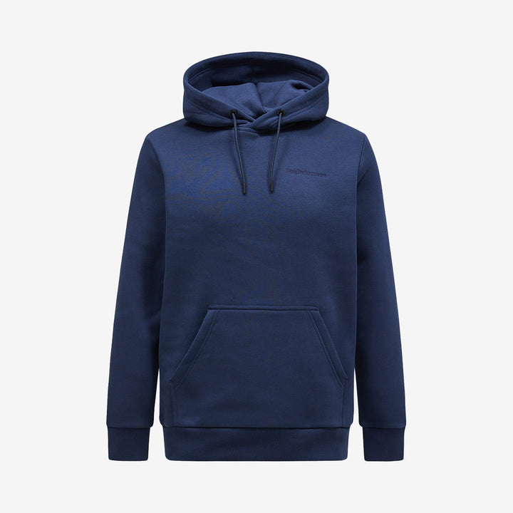 Herrhoodie från Peak Performance med liten logga och känguruficka – originalmodell i mjuk bomullsblandning

