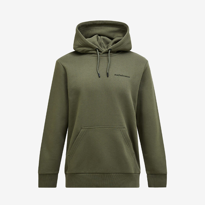 Peak Performance Original Small Logo Hood hoodie i Pine Needle med diskret logotyp och mjuk, borstad insida.
