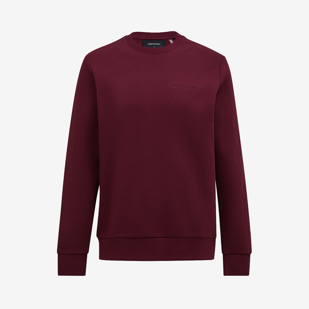 Peak Performance sweatshirt i Porto med rund halsringning, broderad logga och ribbade muddar.