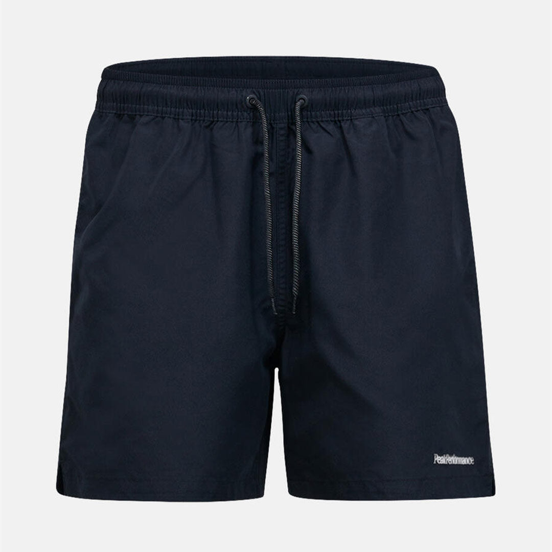 Svarta badshorts från Peak Performance för herr med elastisk midja och praktiska fickor.