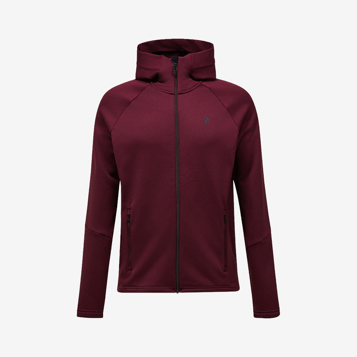 Peak Performance Rider Essentials Zip Hood hoodie i Porto/Porto med dragkedja, huva, framfickor och sportiga logodetaljer.