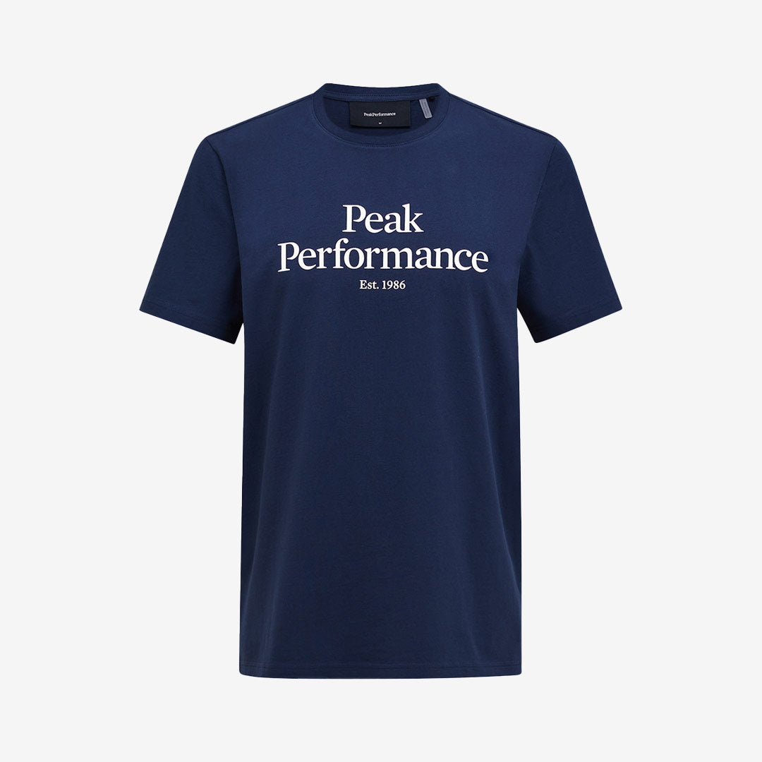 Klassisk T-shirt från Peak Performance för herr i mjuk ekologisk bomullsjersey - Blue Off White
