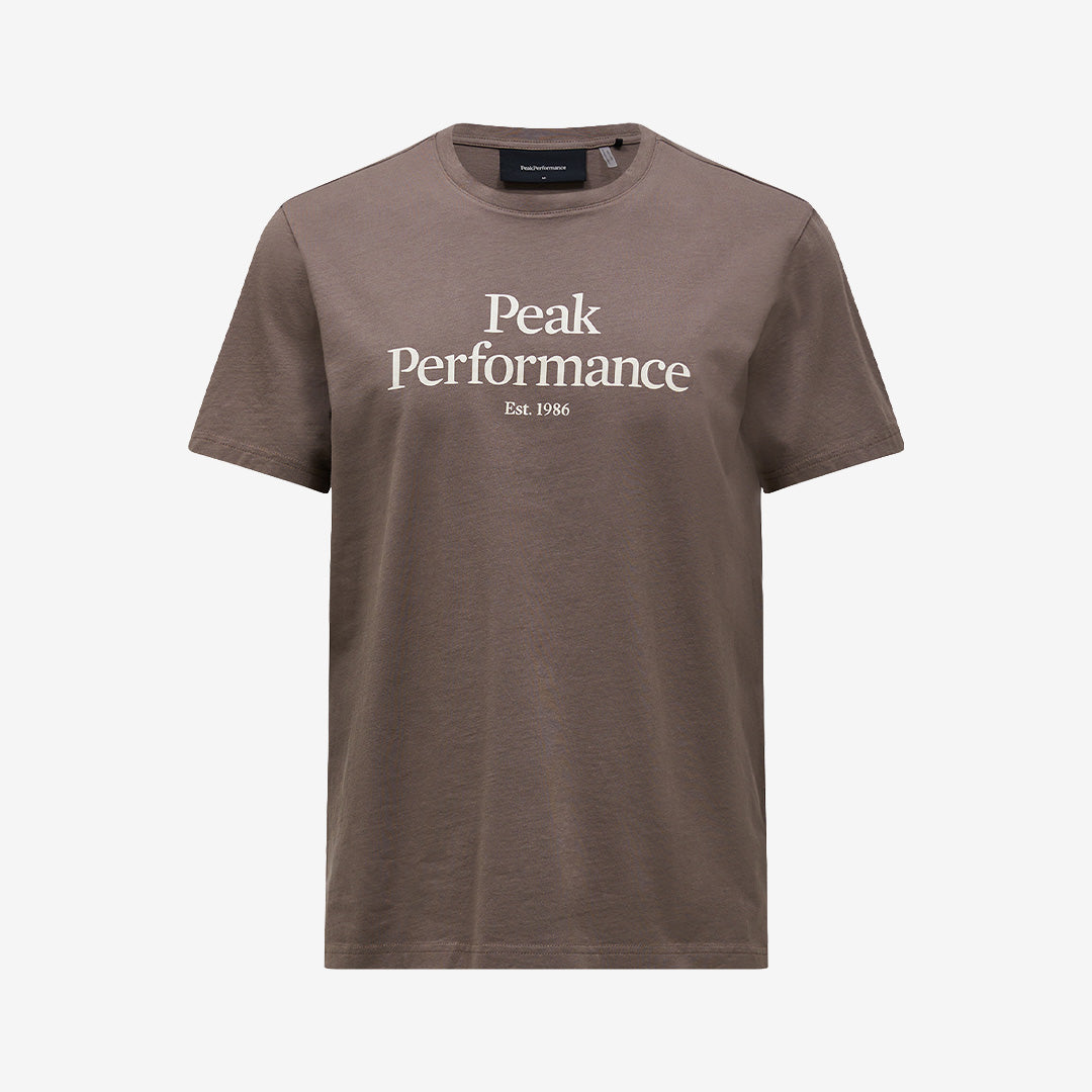 Peak Performance Original Tee t-shirt i Terrain Tan i 100% bomull med klassisk design och mjuk premium bomullsjersey.