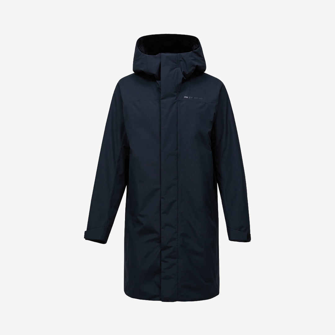Peak Performance Treeline Insulated Parka i Black med HIPE®-teknik, lätt syntetisolering och väderskyddande konstruktion.