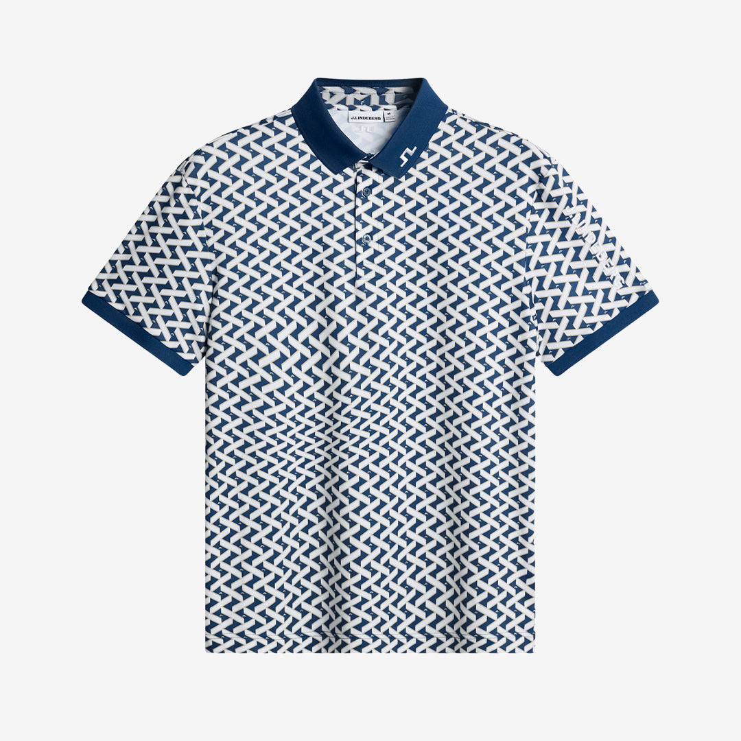 Tour Tech Print Polo för herr i Estate White med tryckt mönster och tekniskt funktionsmaterial