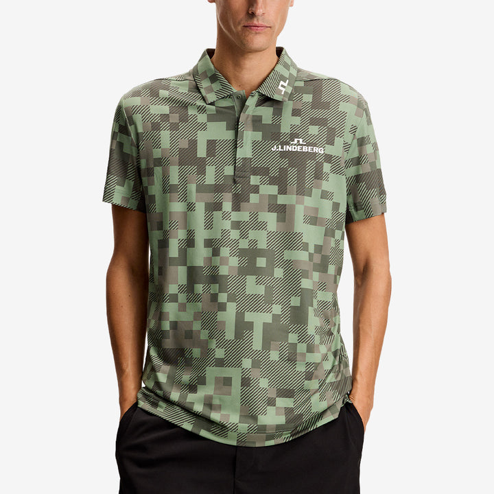 Tonal Green Dario Tour Print Polo med kort ärm