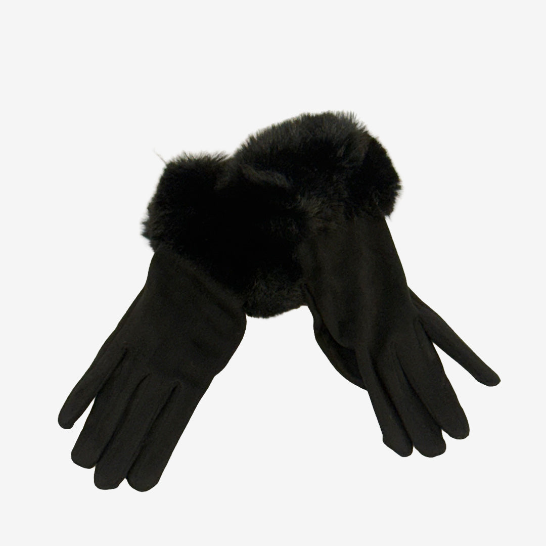 Salt fingervantar GT3164-7 i svart med mjuk, fluffig pälsliknande yta.