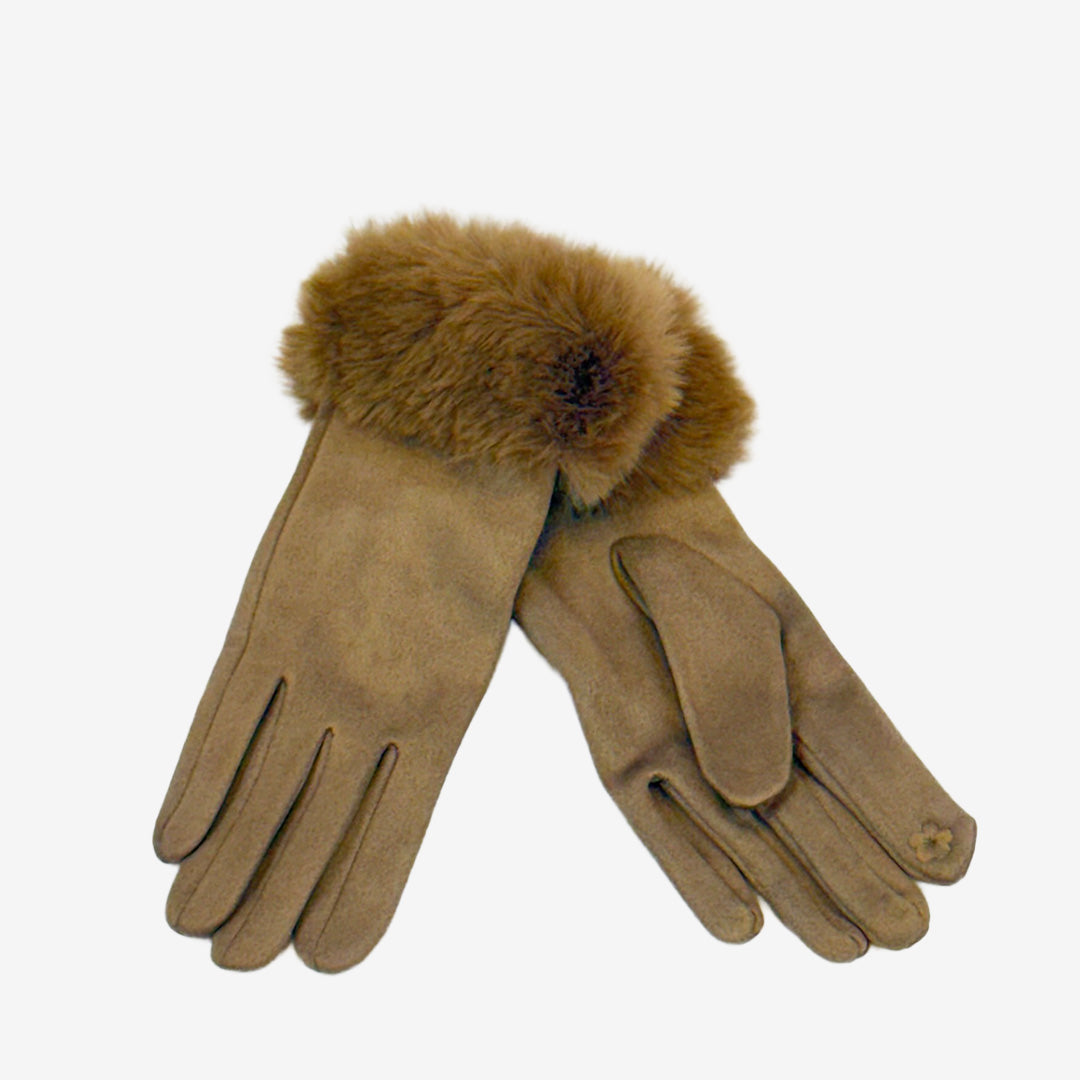 Salt fingervantar GT3164-7 i taupe med mjuk, fluffig pälsliknande yta.
