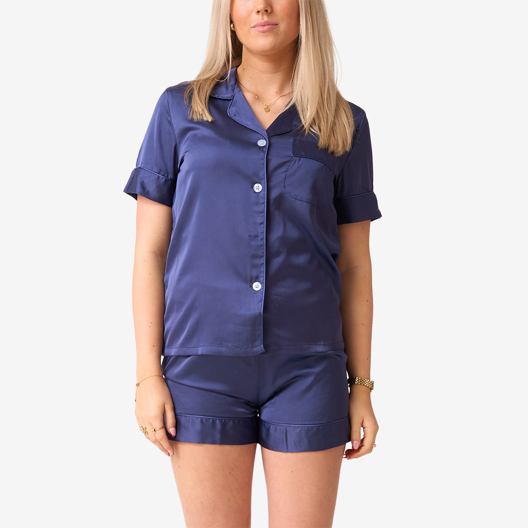 Tvådelad blå pyjamas dammodell H-2102-1