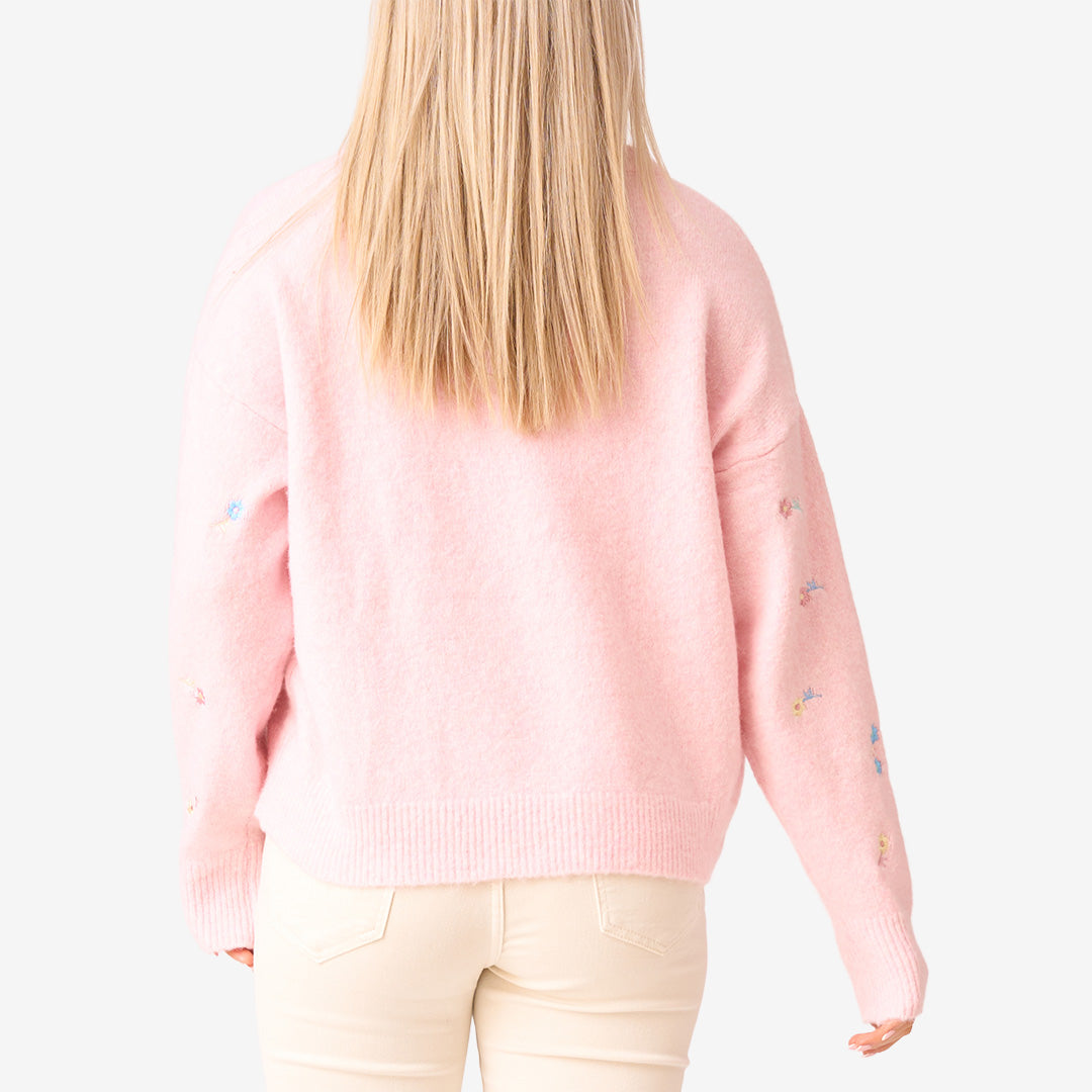 Stickad tröja  m blommor