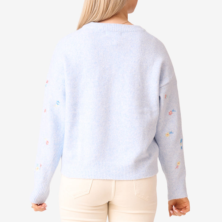 Stickad tröja  m blommor