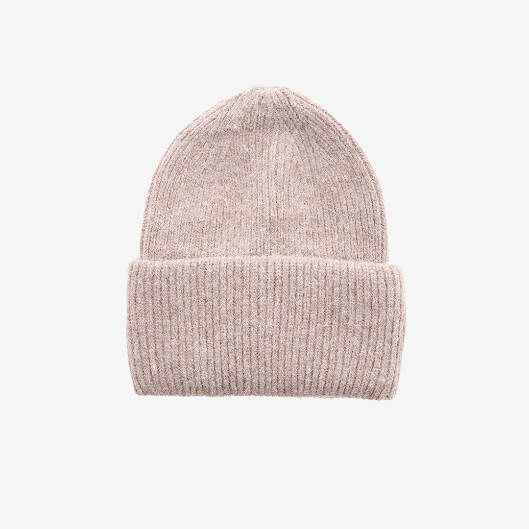 Taupe mössa HB7400-2 i mjuk angora- och ullmix för dam
