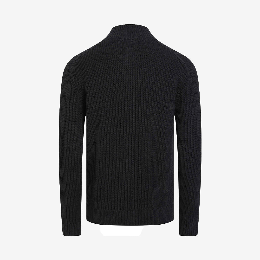 WOVEN LABEL ZIP THROUGH SWEATER