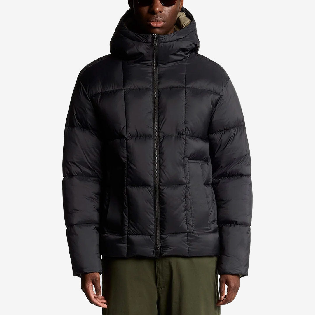 Lyle & Scott Square Cocoon Puffer Jacket – boxig puffjacka med huva och tvåvägsdragkedja