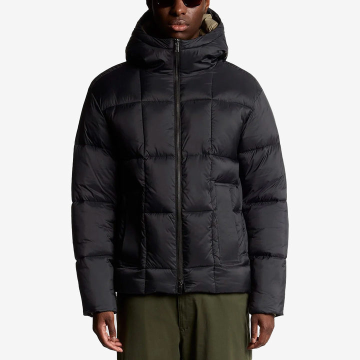 Lyle & Scott Square Cocoon Puffer Jacket – boxig puffjacka med huva och tvåvägsdragkedja
