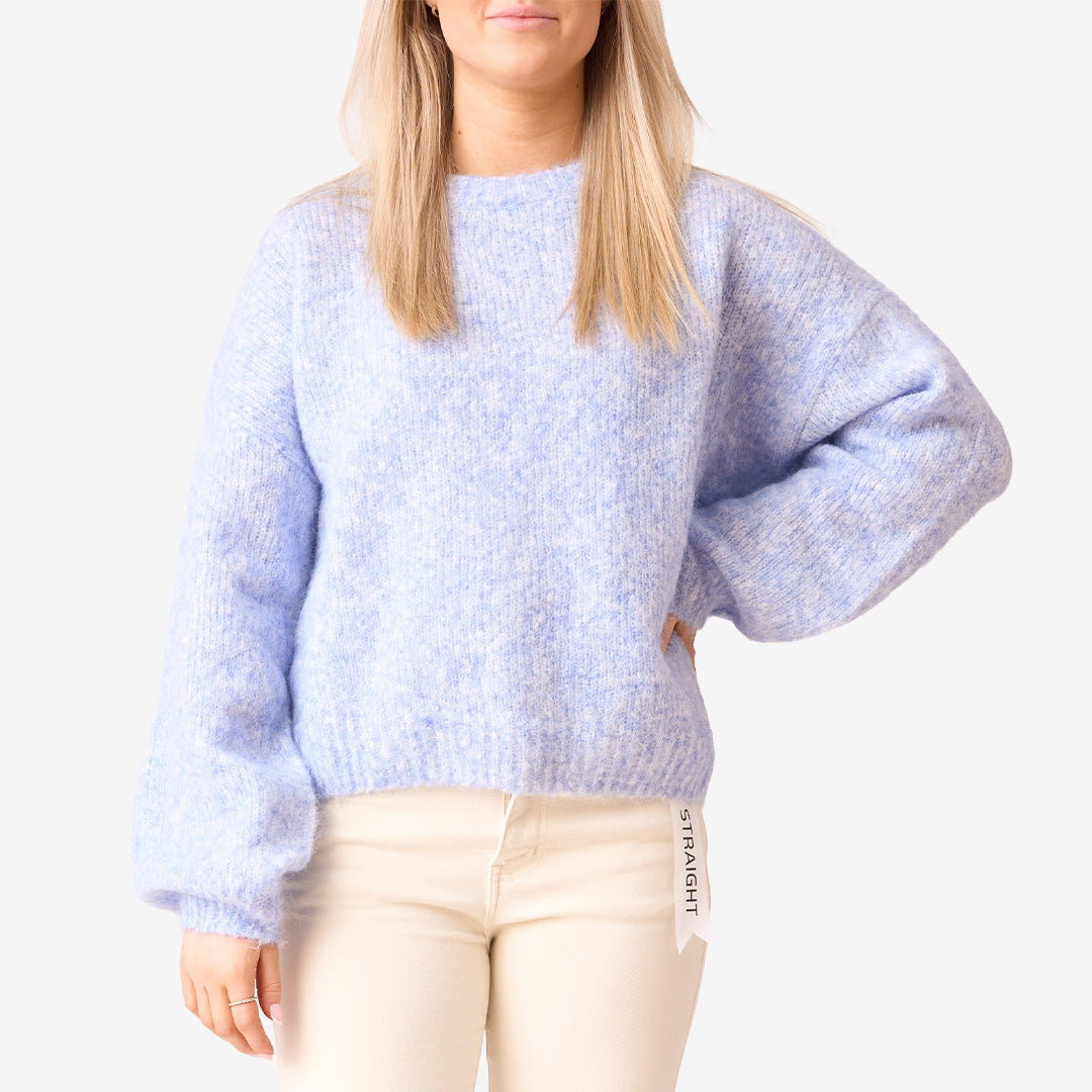 JP-8365 stickad tröja Light Blue i ullblandning ljusblå
