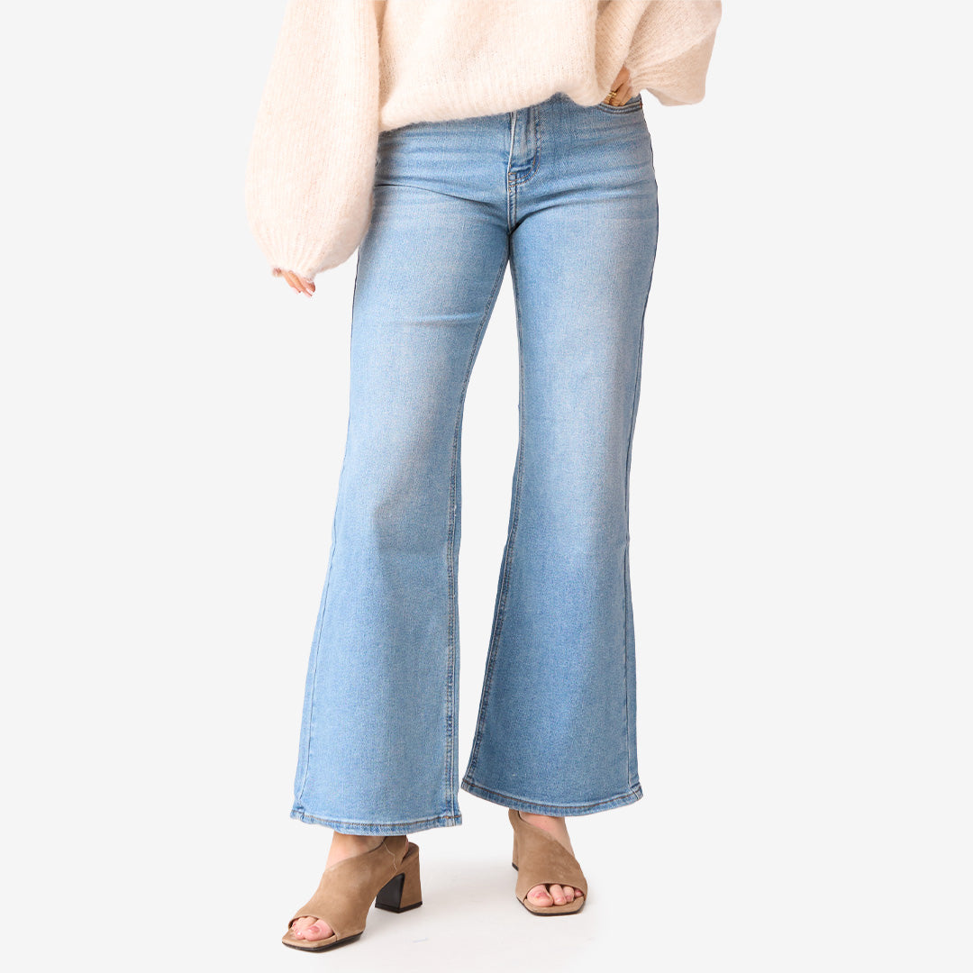 JP8293 wide leg jeans i bomullsblandning med stretch