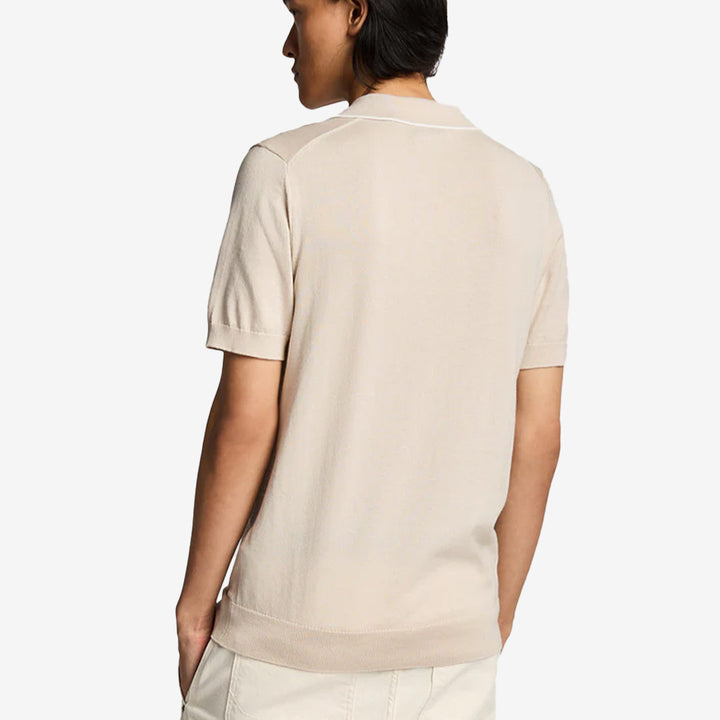 Tipped Knitted Open Collar Polo