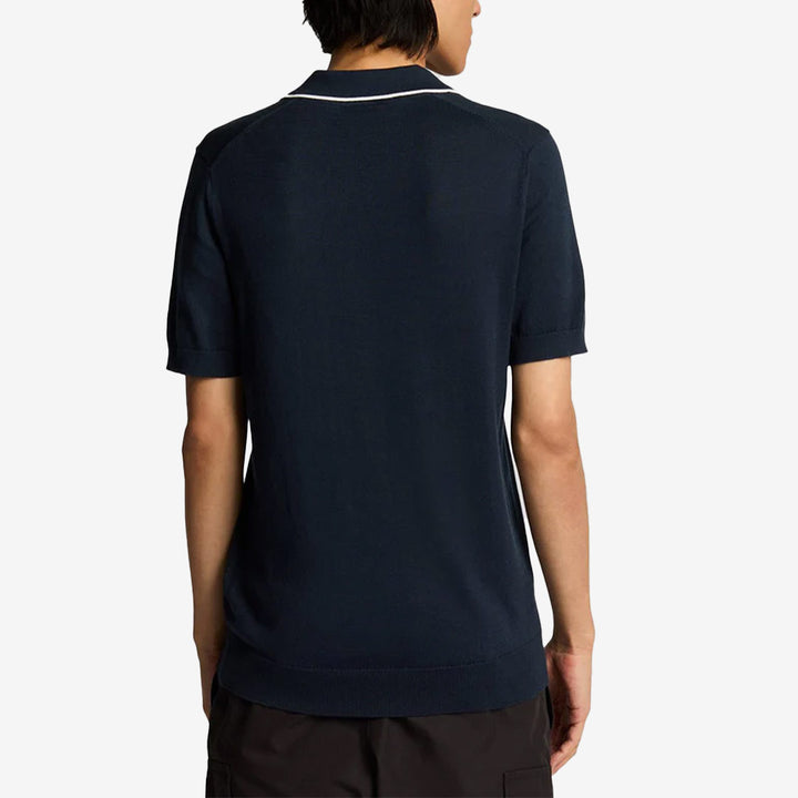 Tipped Knitted Open Collar Polo