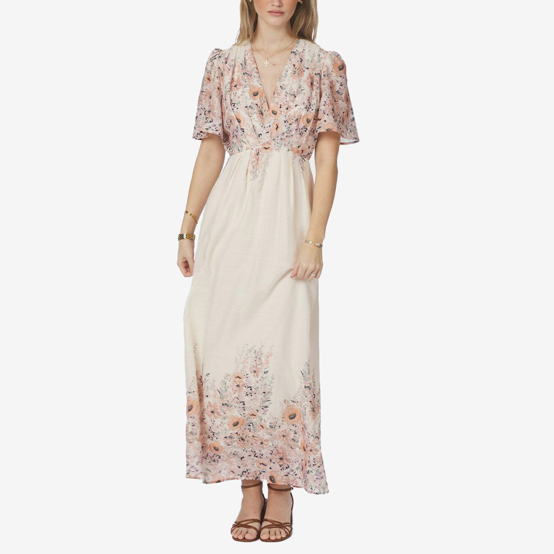 Neo Noir Serna Flower Print dress dam Burned Powder