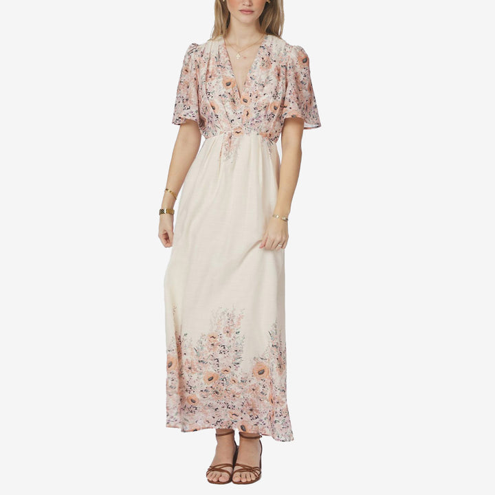 Neo Noir Serna Flower Print dress dam Burned Powder