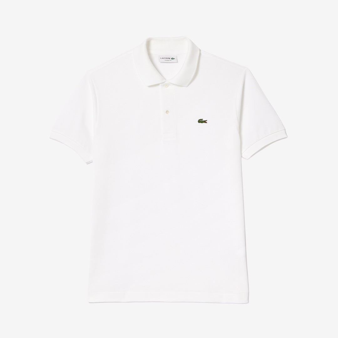 Lacoste L1212-00 vit pikétröja i bomull med klassisk logga