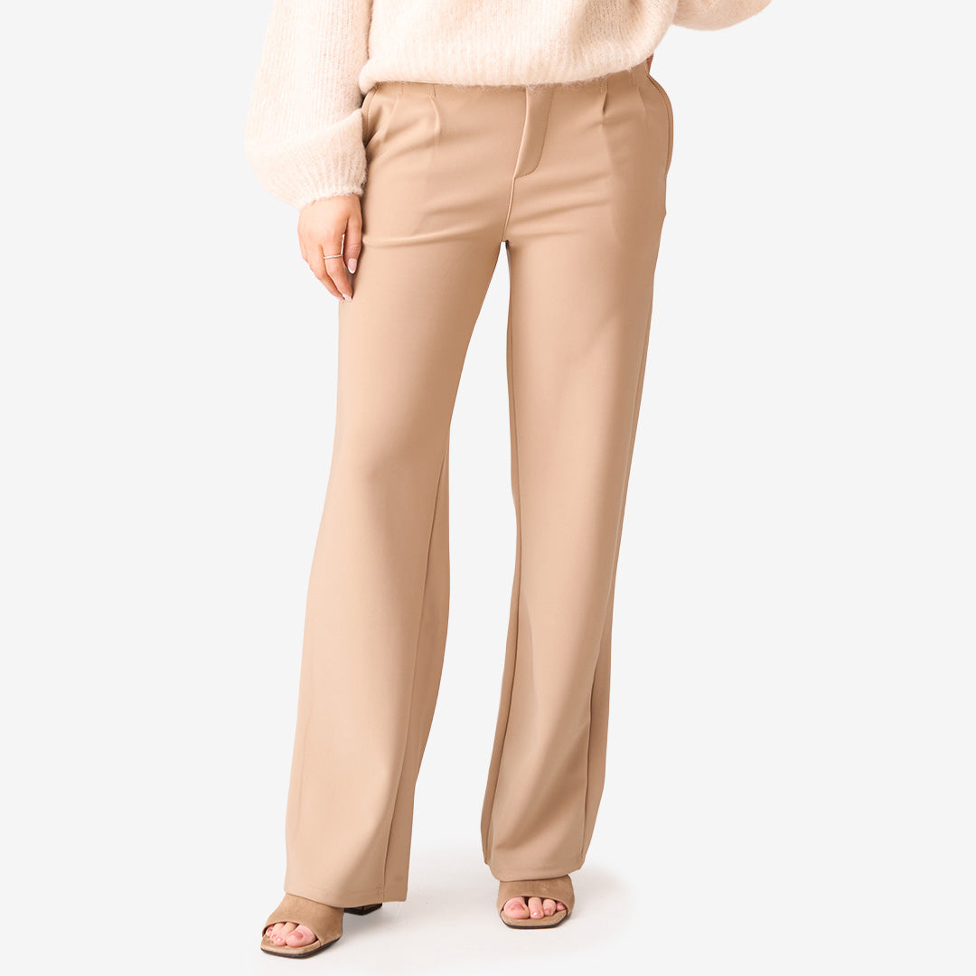 LM3312-71-2 beige byxa i bomullsblandning med stretch